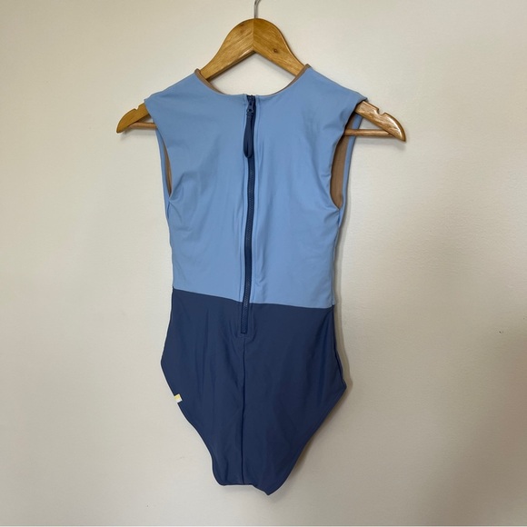 Summersalt The Surf Two-Tone Blue High Neck One Piece Back Zipper Closure 4 - Picture 4 of 4